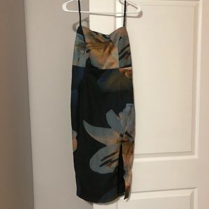 Navy blue floral midi dress